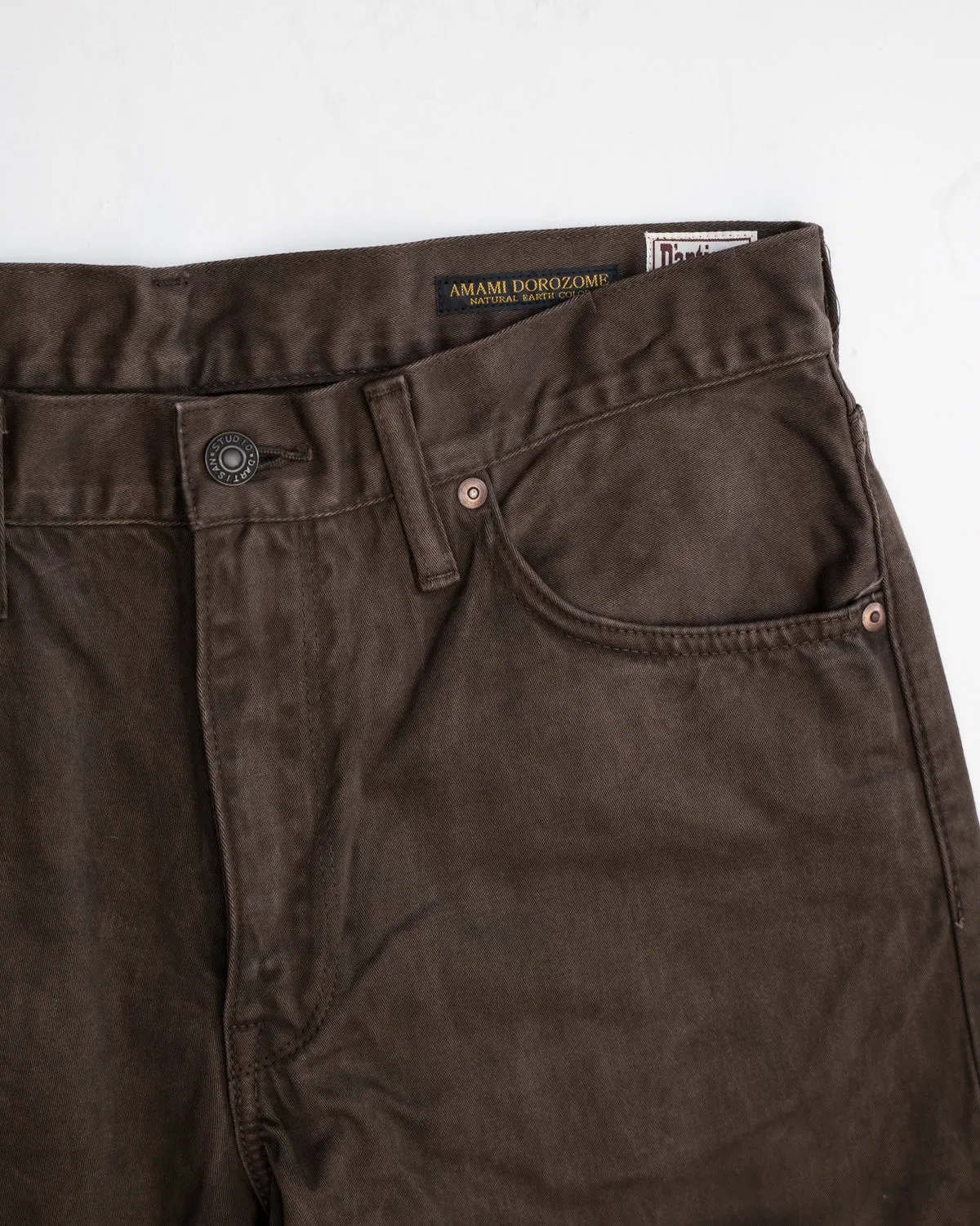 1852S - "Amami Dorozome" Relaxed Tapered Mud Dyed Eastern Jeans - Dark Brown
