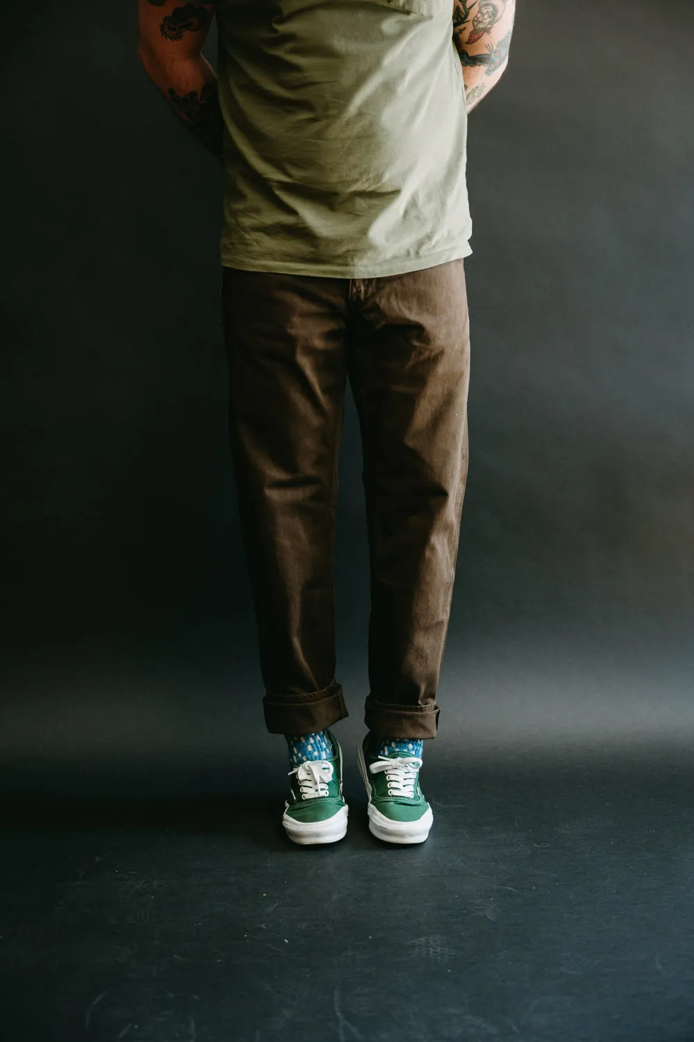 1852S - "Amami Dorozome" Relaxed Tapered Mud Dyed Eastern Jeans - Dark Brown