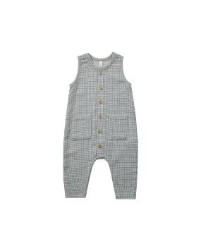 Blue Gingham Sleeveless Jumpsuit