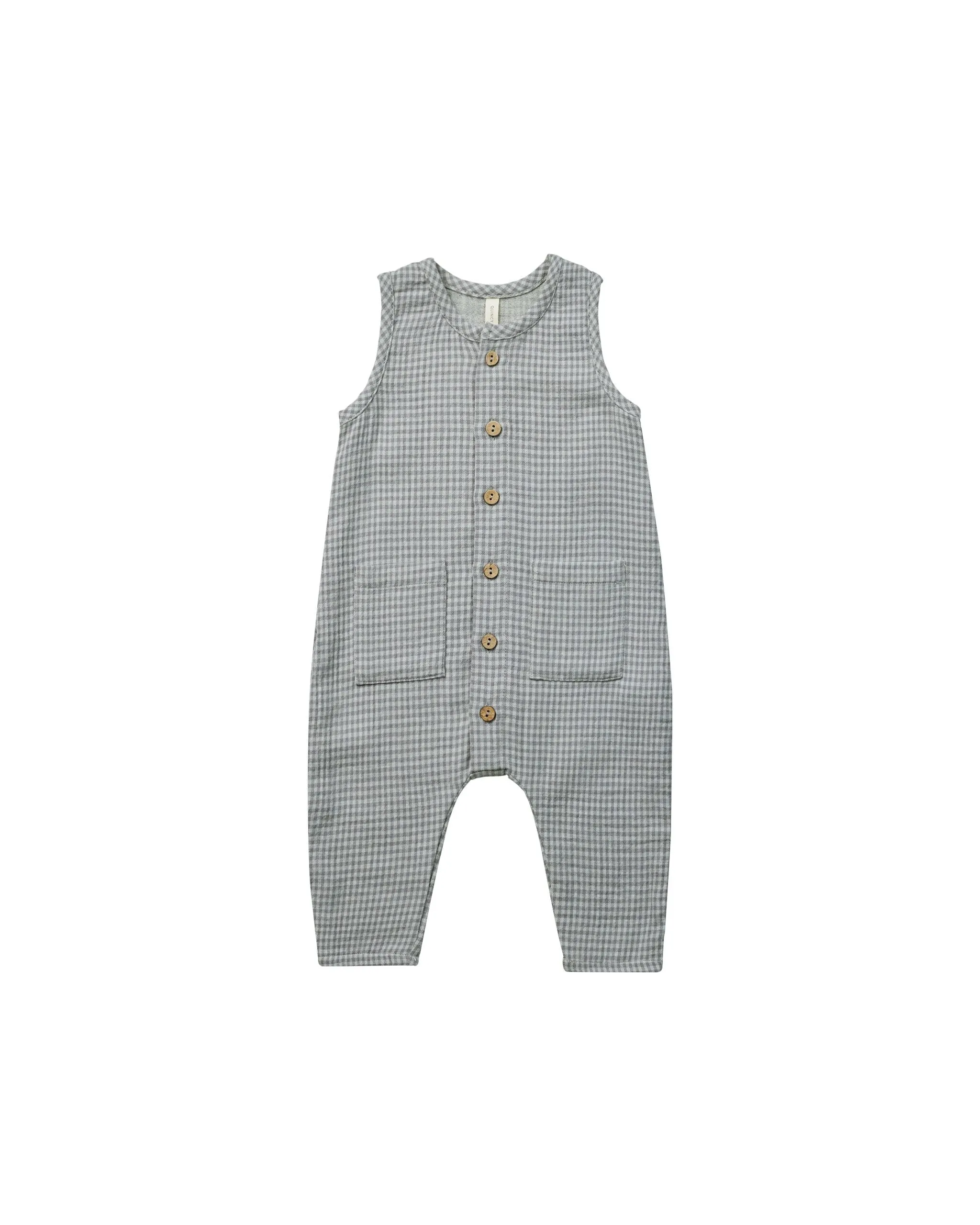 Blue Gingham Sleeveless Jumpsuit