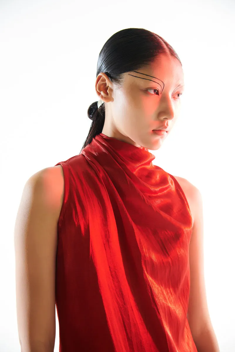 Cara Cowl Dress in Red