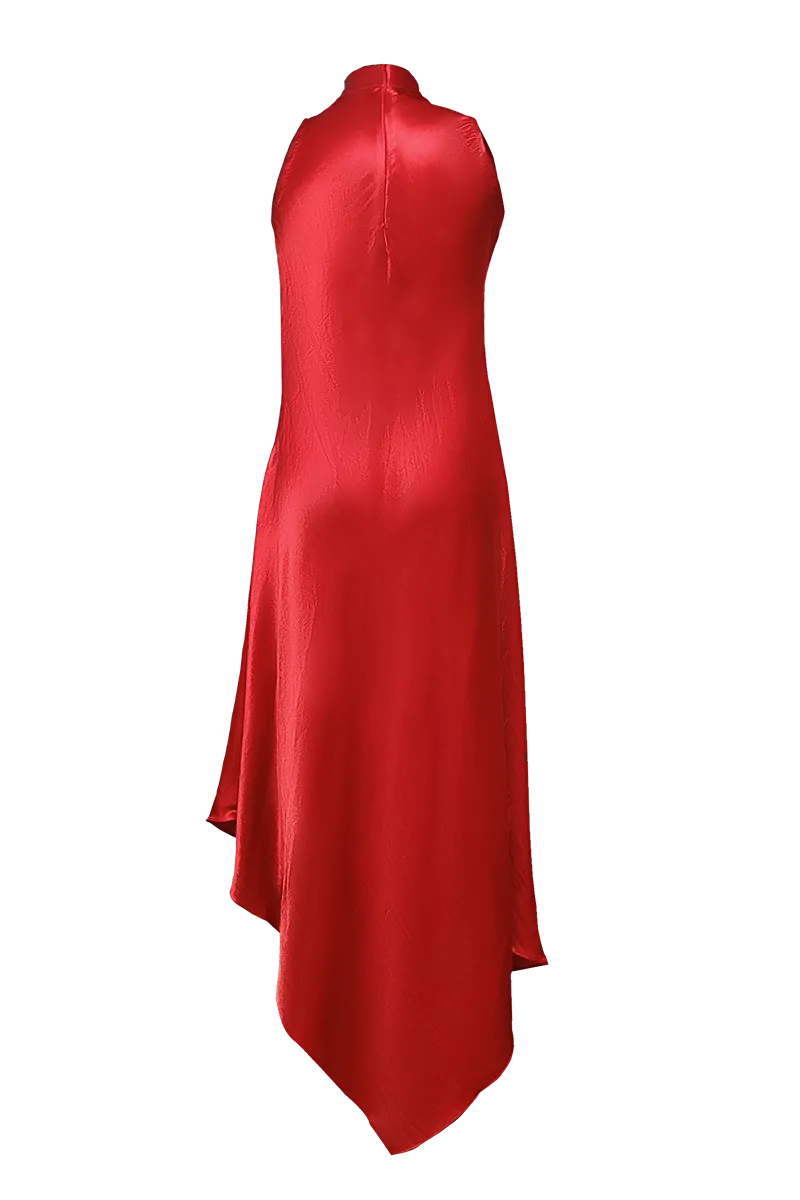 Cara Cowl Dress in Red