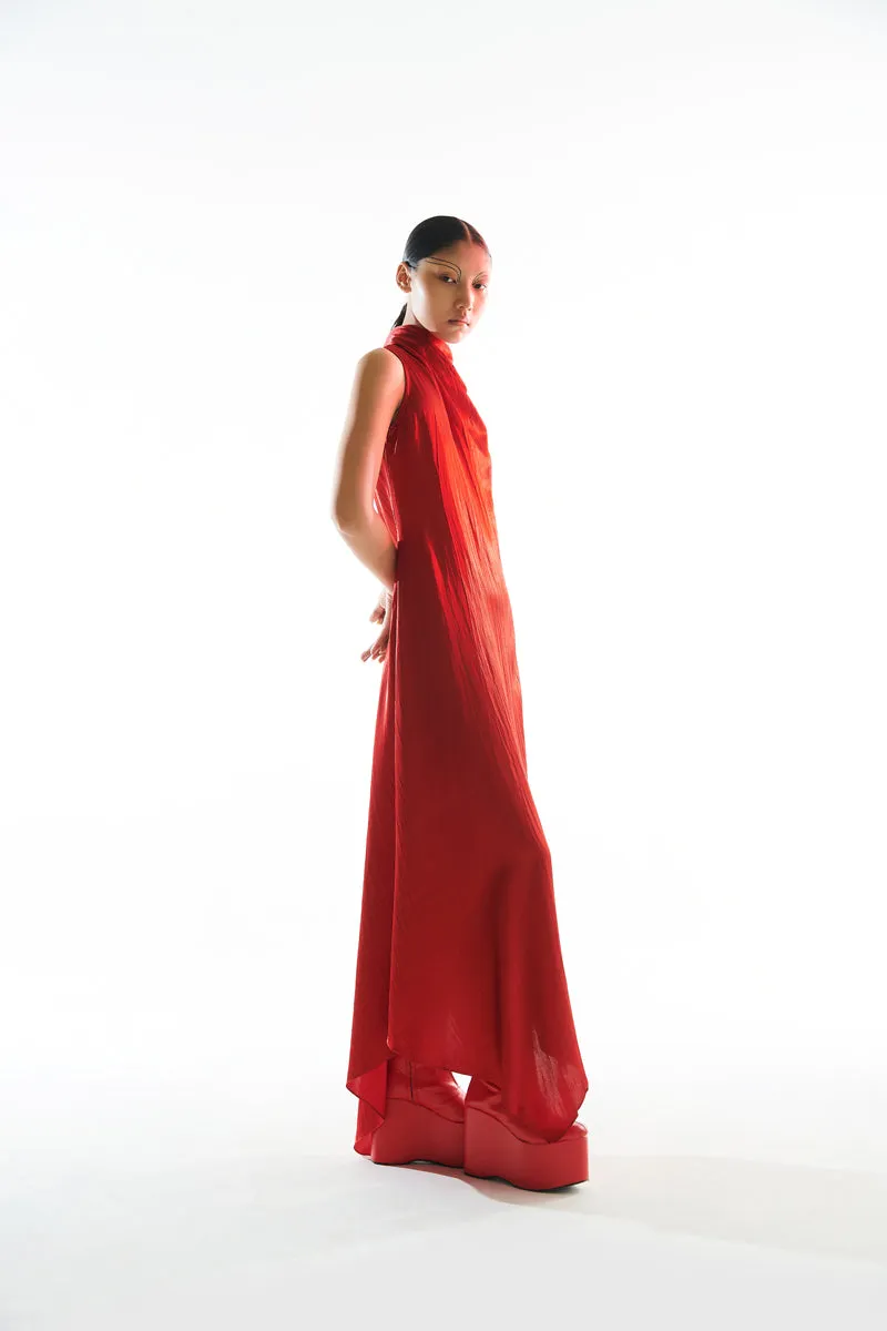 Cara Cowl Dress in Red