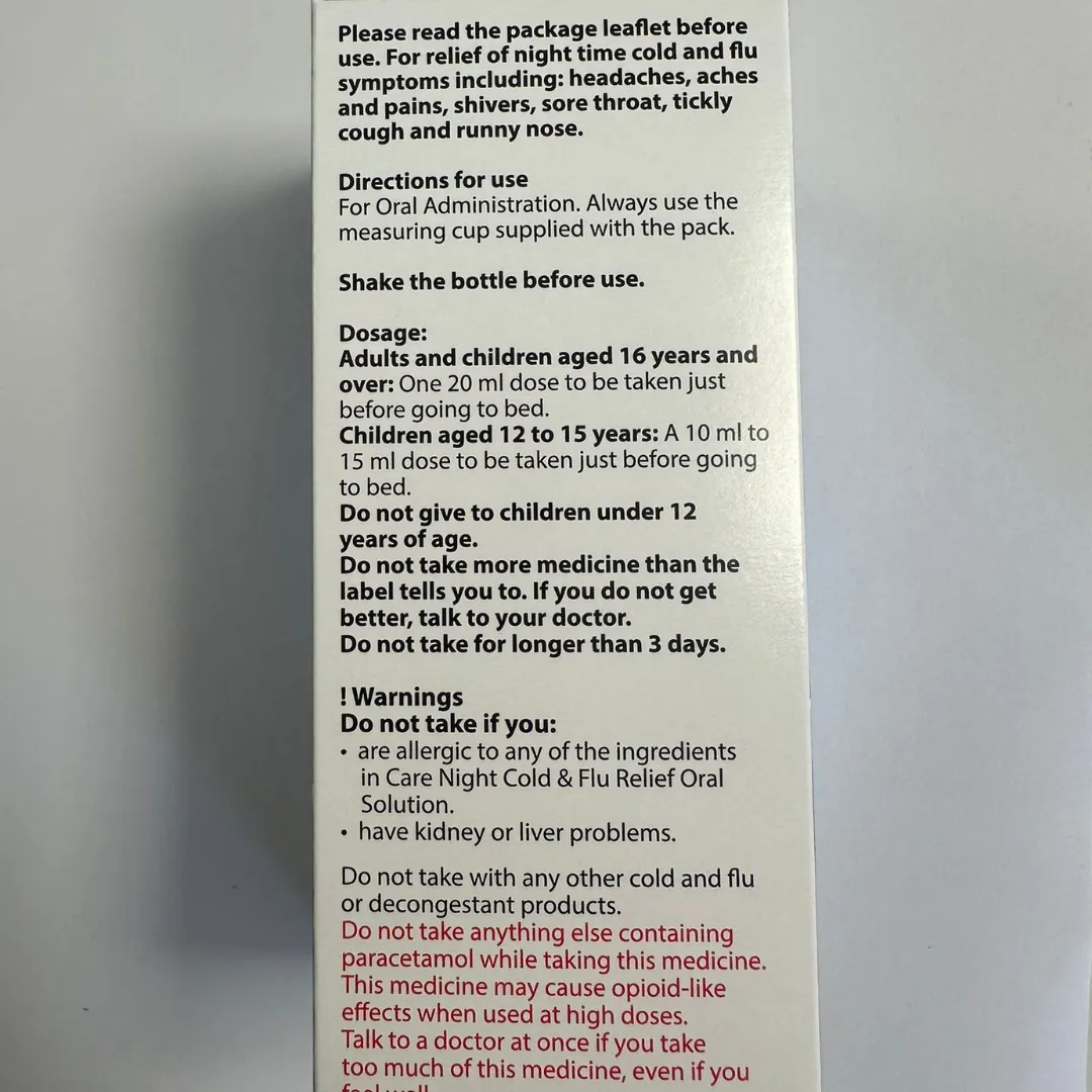 Care Night Cold & Flu Relief Oral Solution 200ml (P)