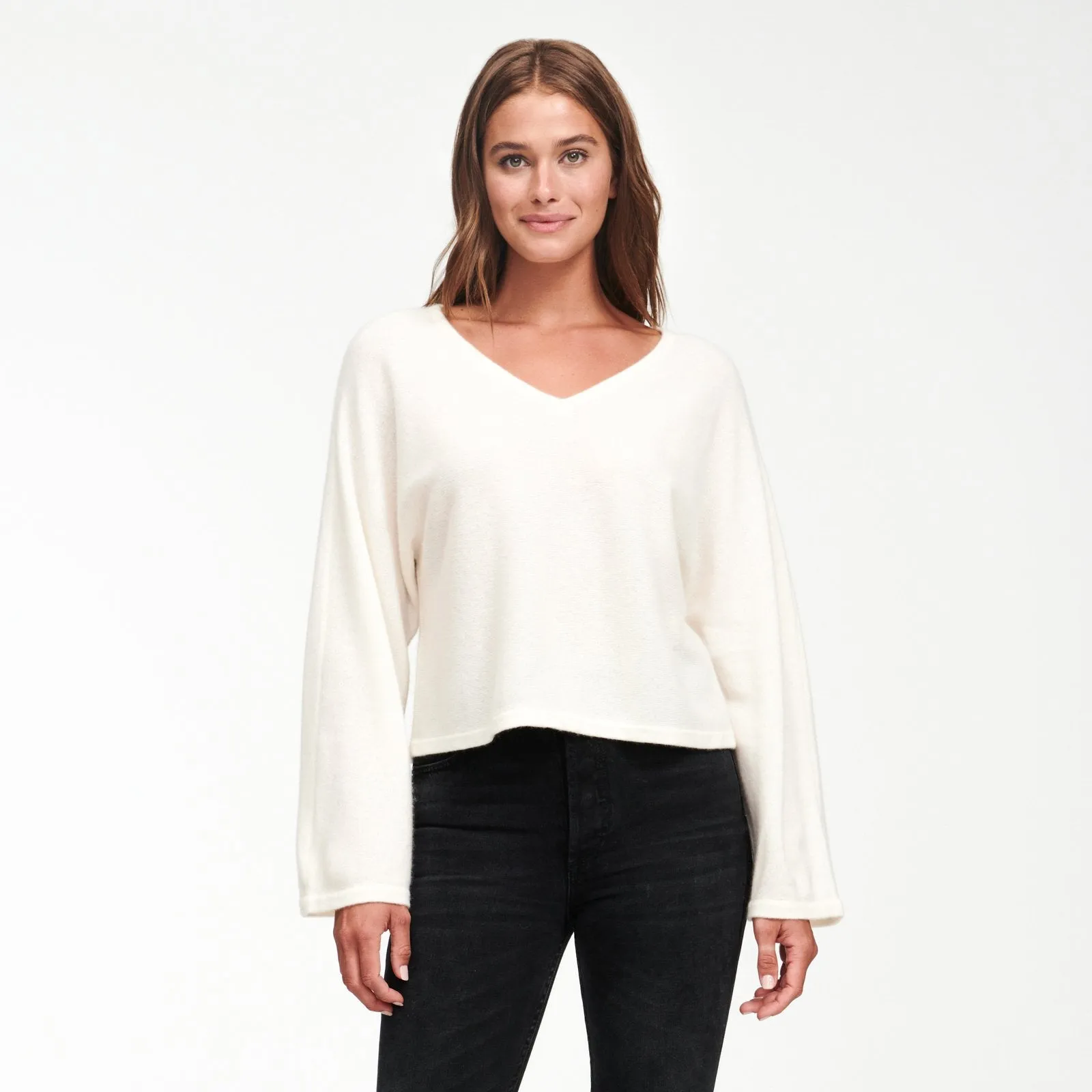 Cashmere Wide Sleeve V-Neck Sweater