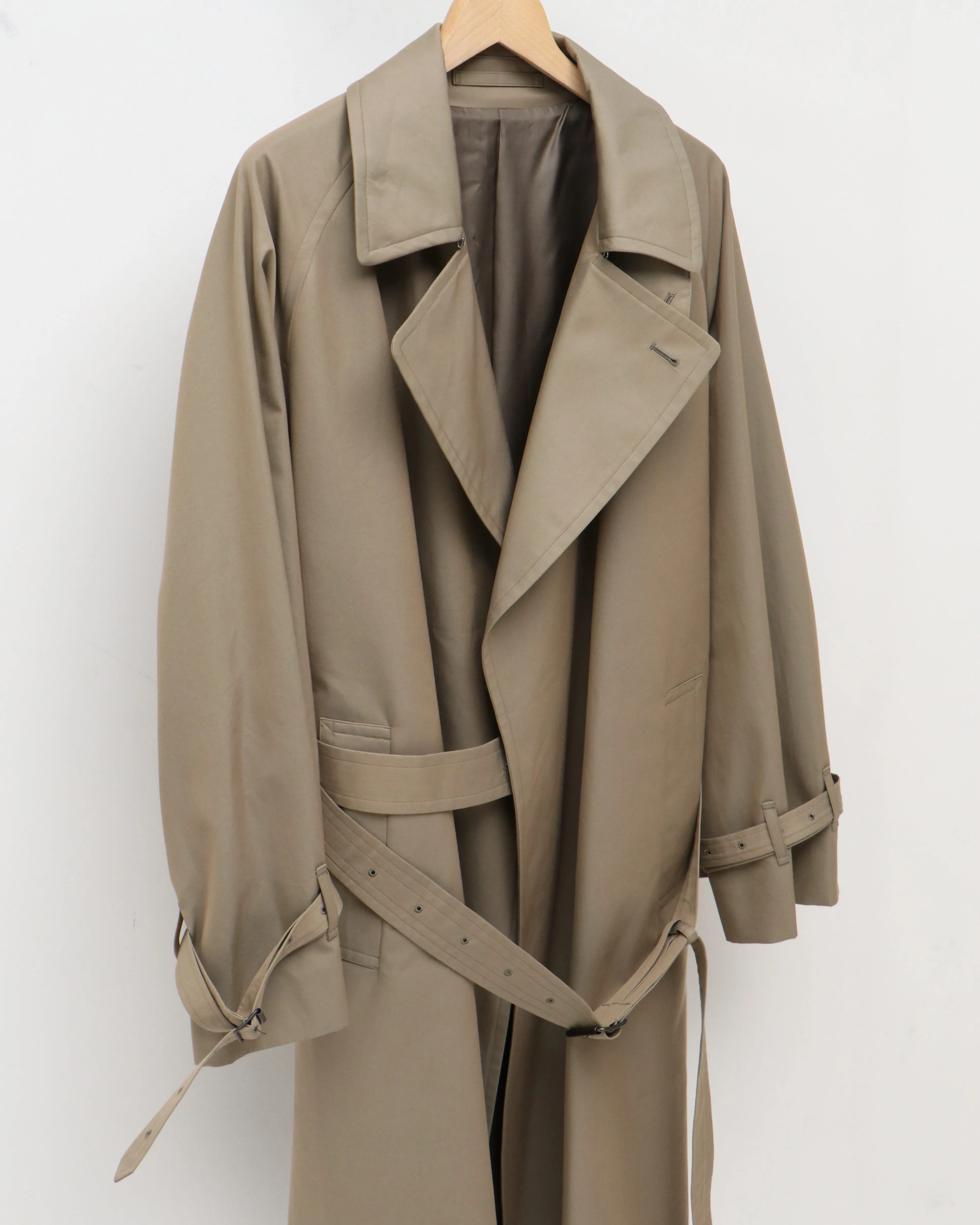 Gabardine Double Belt Trench Coat OLIVE BEIGE