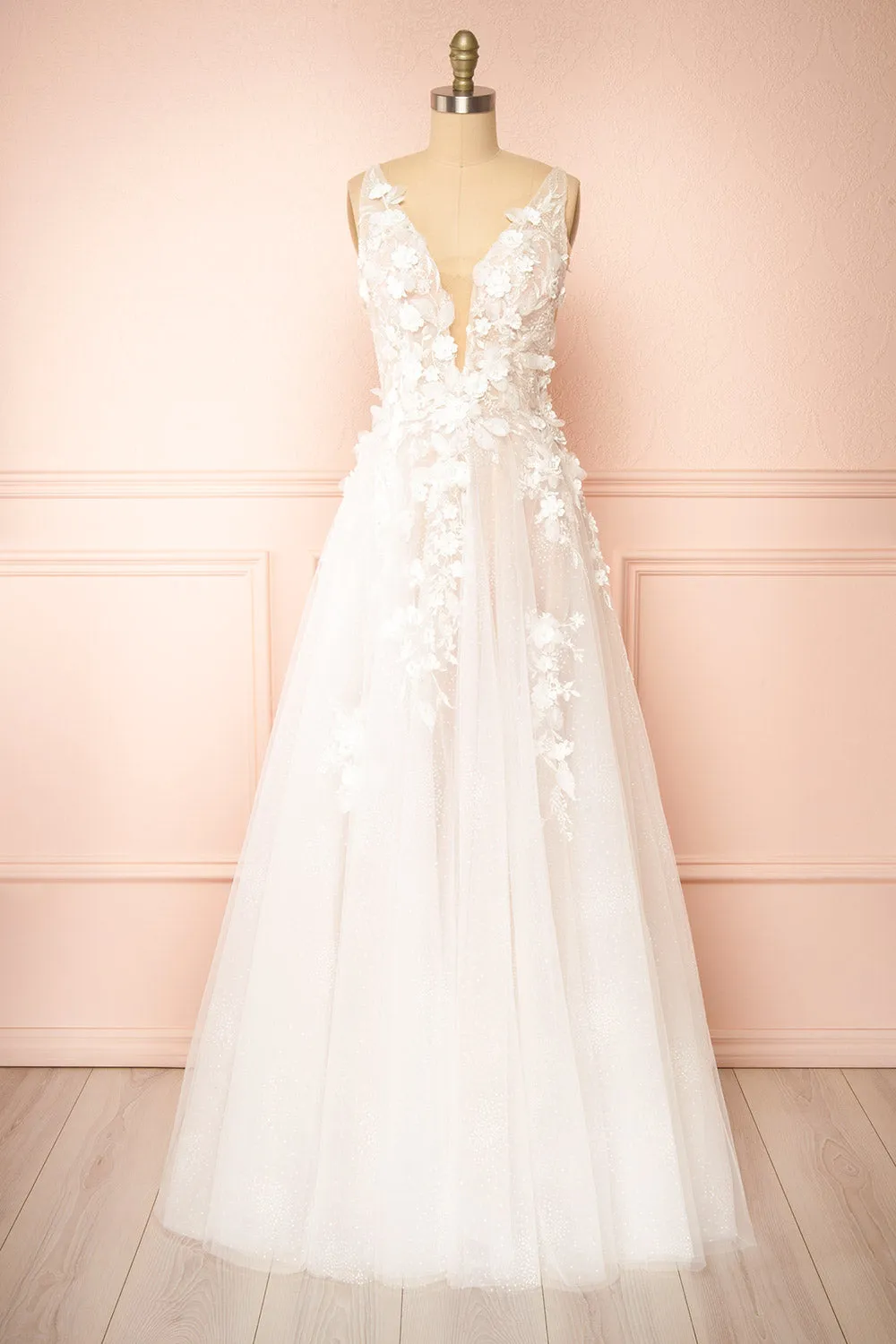 Geneva | A-line Tulle Gown w/ Removable Sleeves