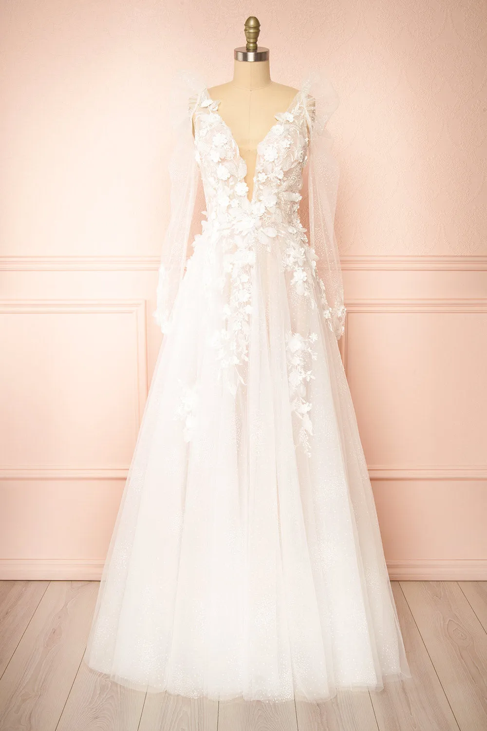 Geneva | A-line Tulle Gown w/ Removable Sleeves