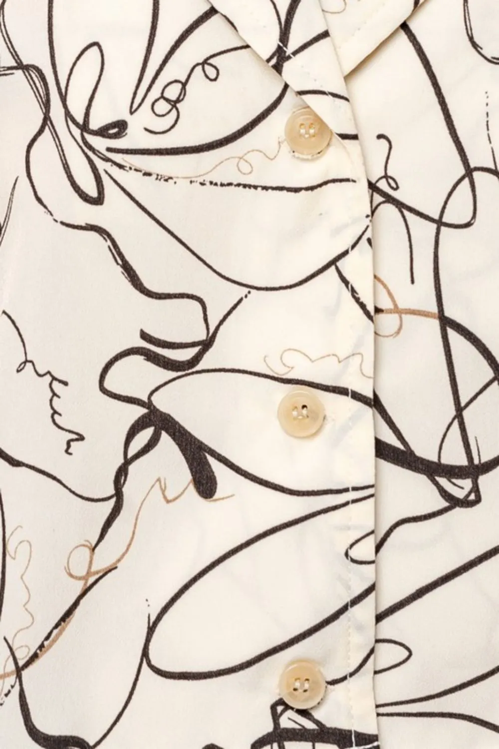 Gilli Abstract Print Lapel Collar Cropped Shirt
