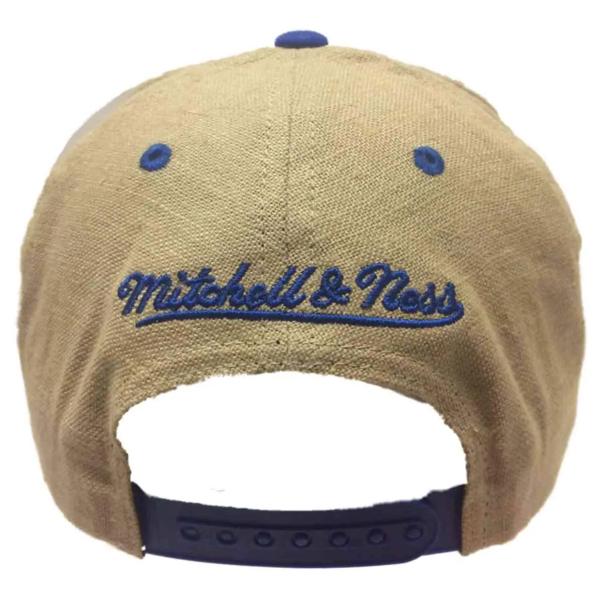 Golden State Warriors Mitchell & Ness Tan & Blue Snapback Flat Bill Hat Cap