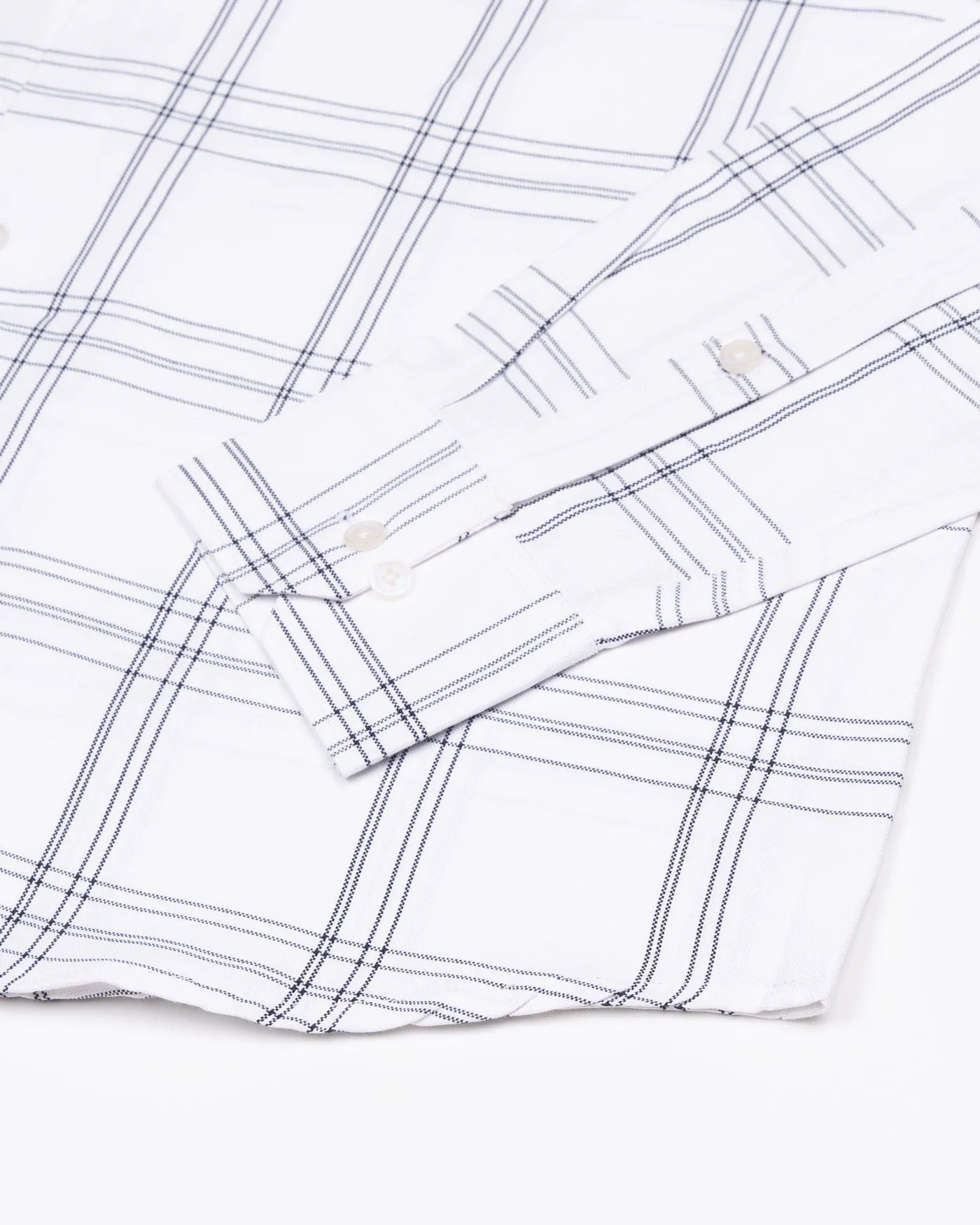 Kentar White and Black Plaid Button Down Cotton Shirt