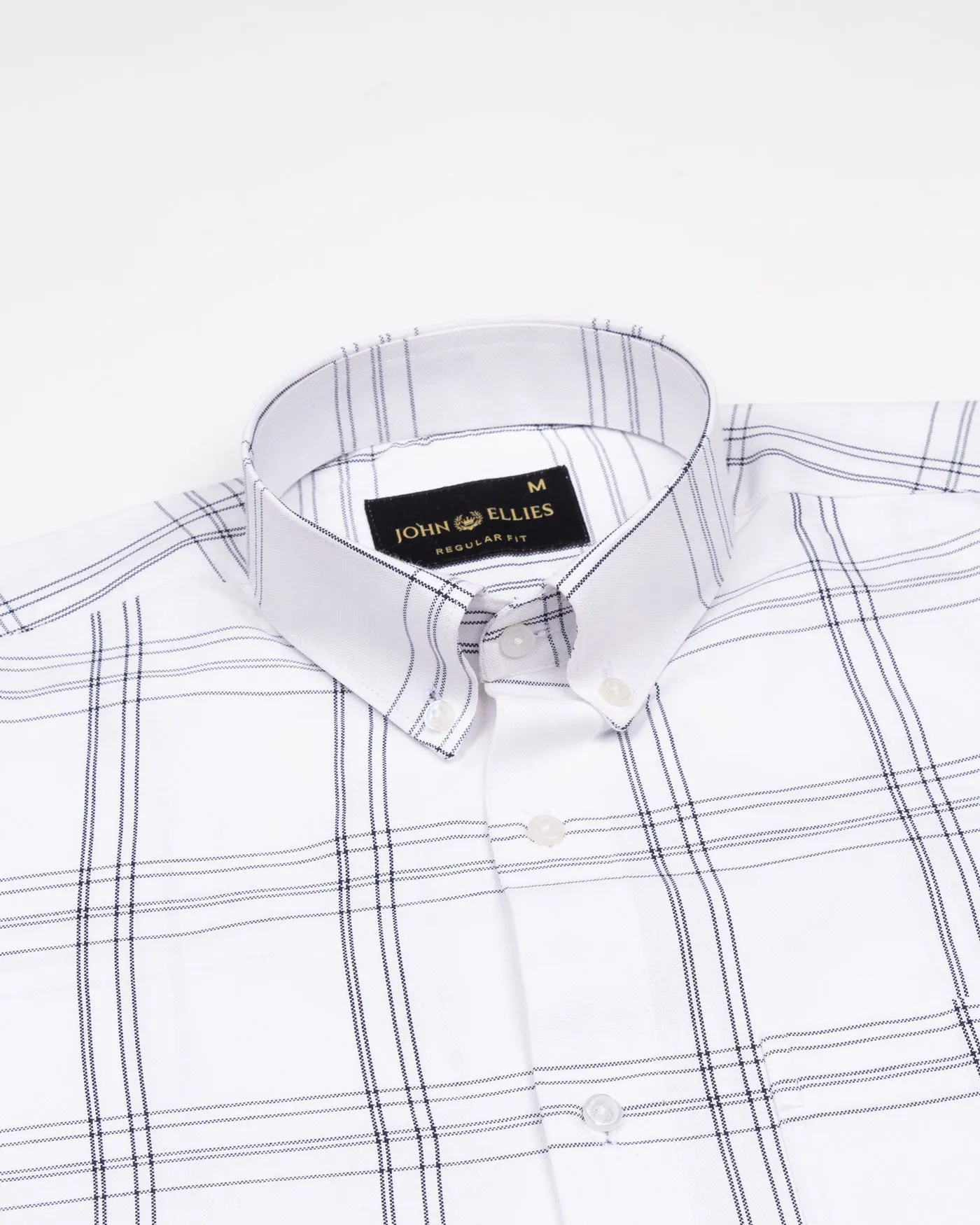 Kentar White and Black Plaid Button Down Cotton Shirt