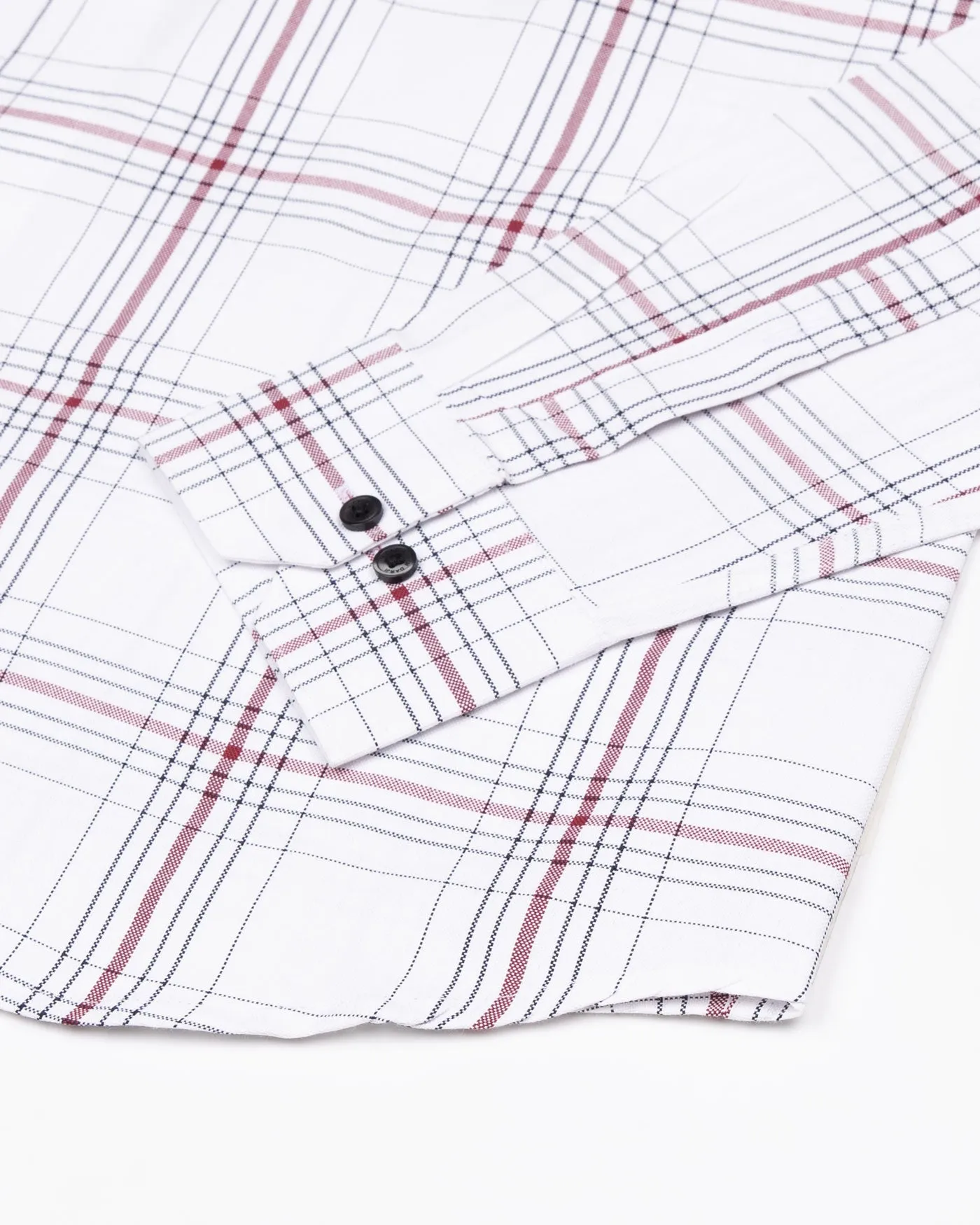 Kentar White And Red Plaid Button Down Cotton Shirt