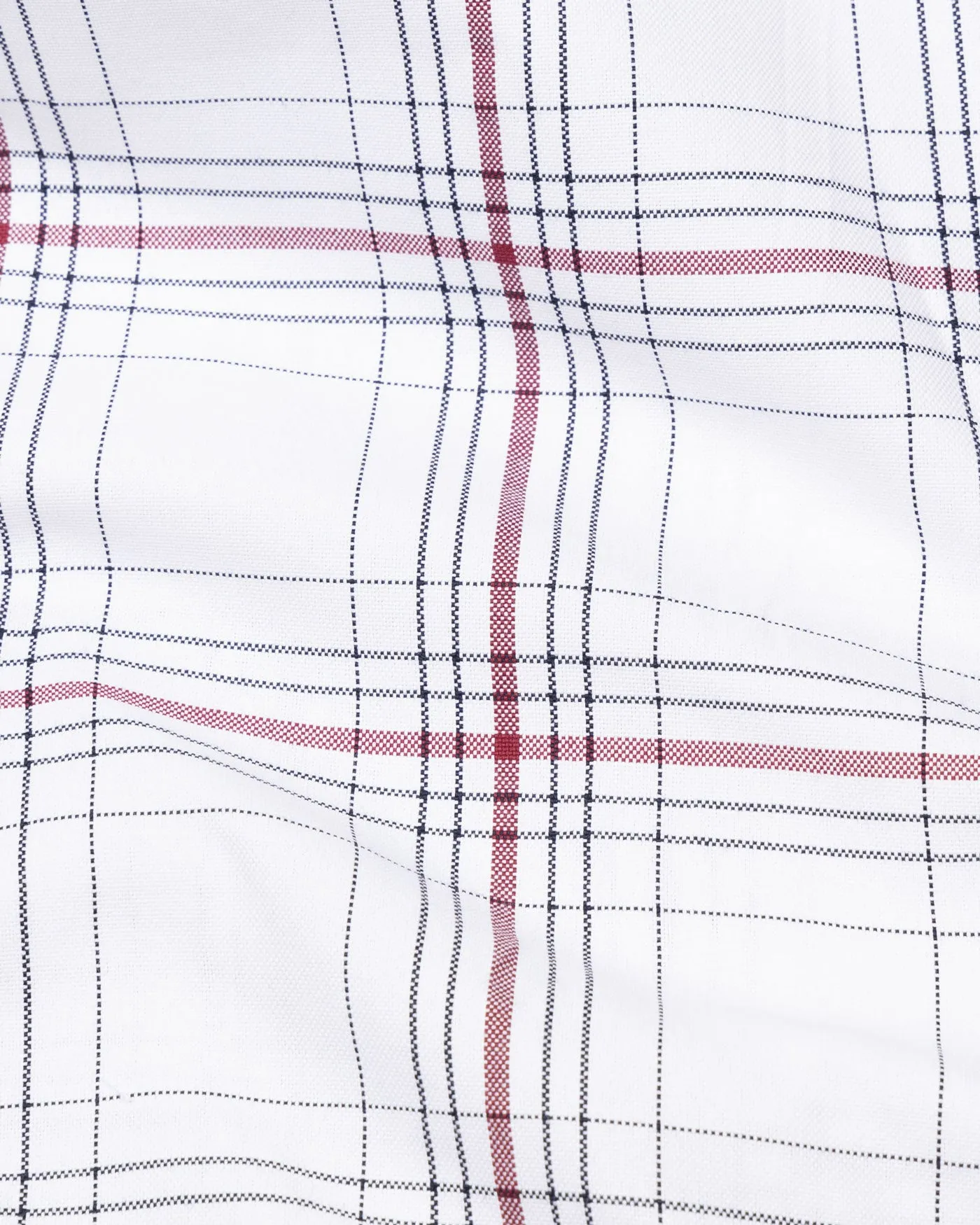 Kentar White And Red Plaid Button Down Cotton Shirt