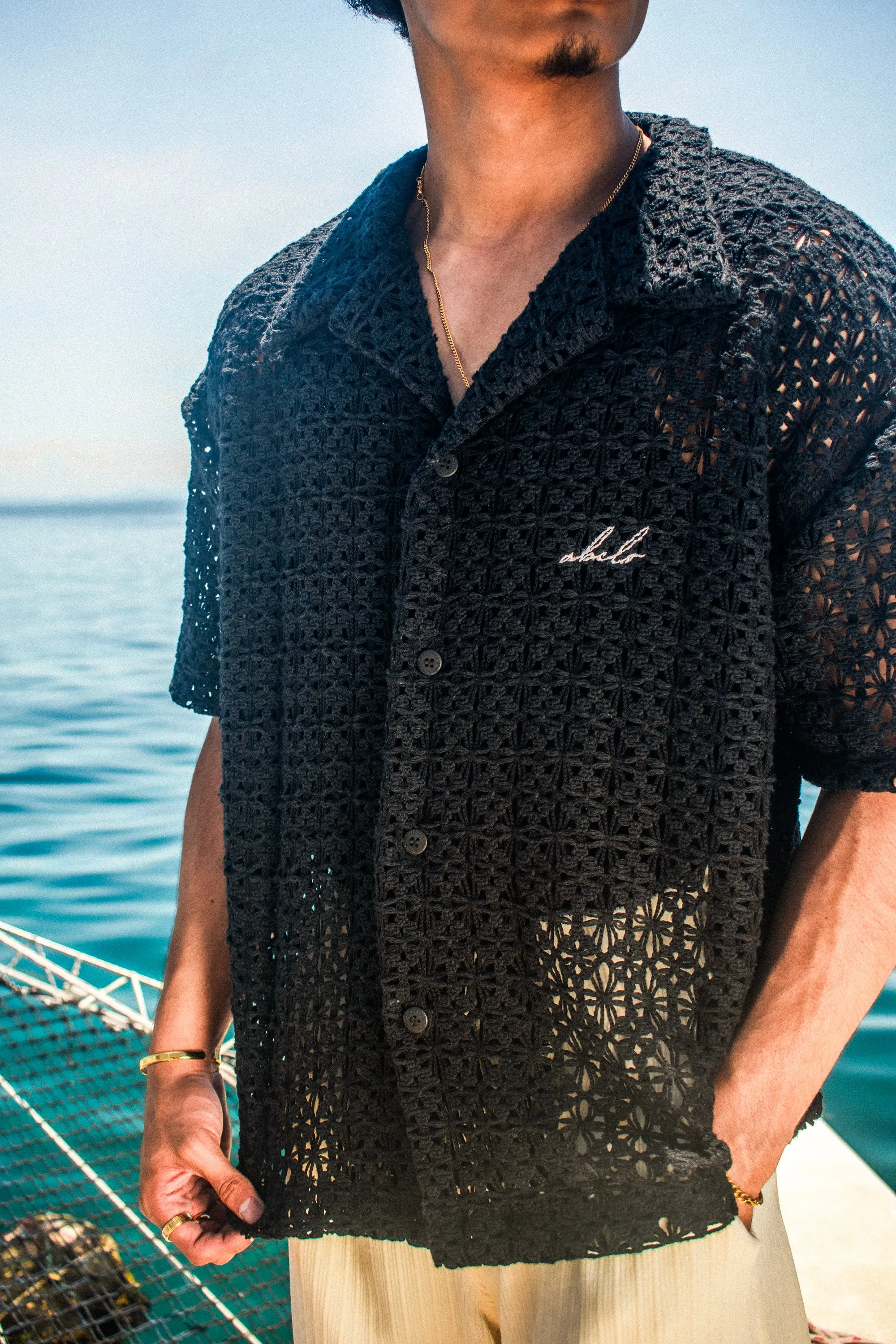 knitted polo shirt | button-down | italian box fit | heavy knitwear | endless summer | midnight