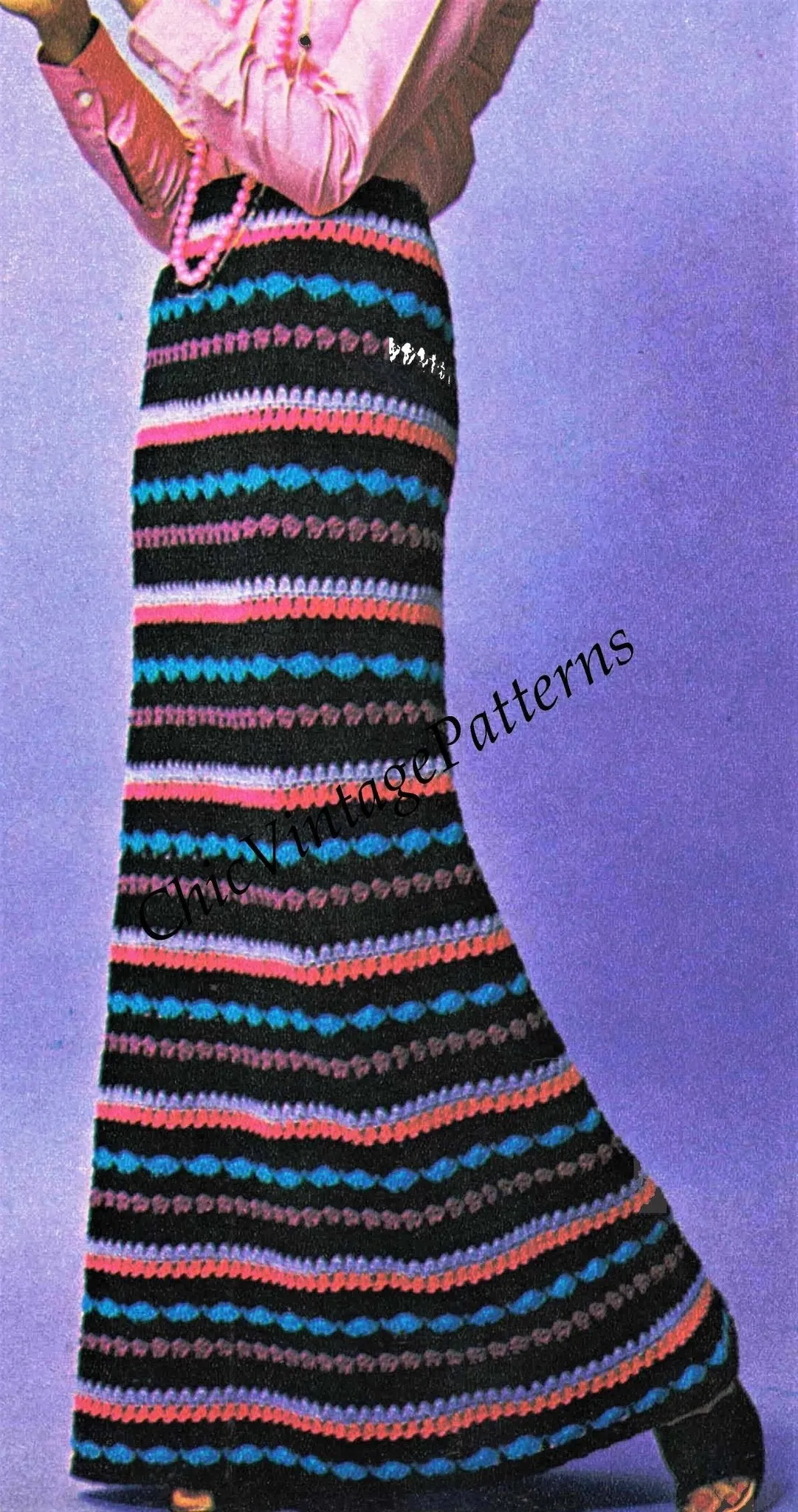 Ladies Crochet Skirt Pattern, 1970's,  Instant Download