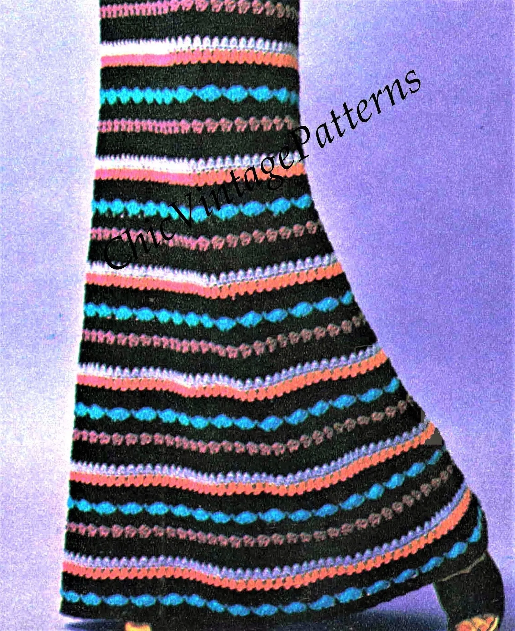 Ladies Crochet Skirt Pattern, 1970's,  Instant Download