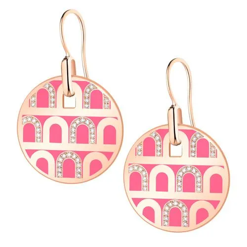 L'Arc de DAVIDOR Pendant Earring GM, 18k Rose Gold with Lacquered Ceramic and Colonnato Diamonds