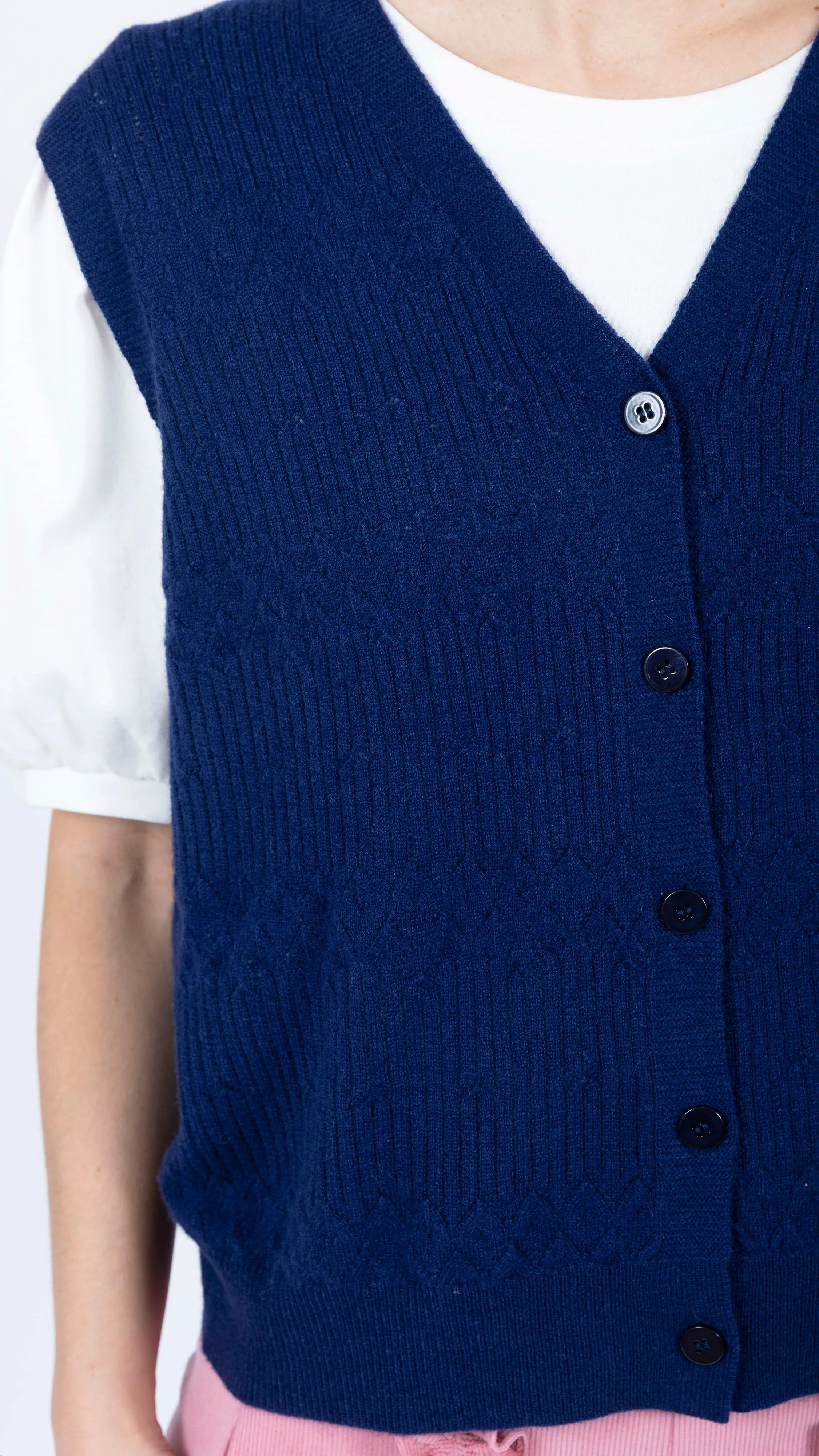 Luna Sleeveless Knitted Vest Navy