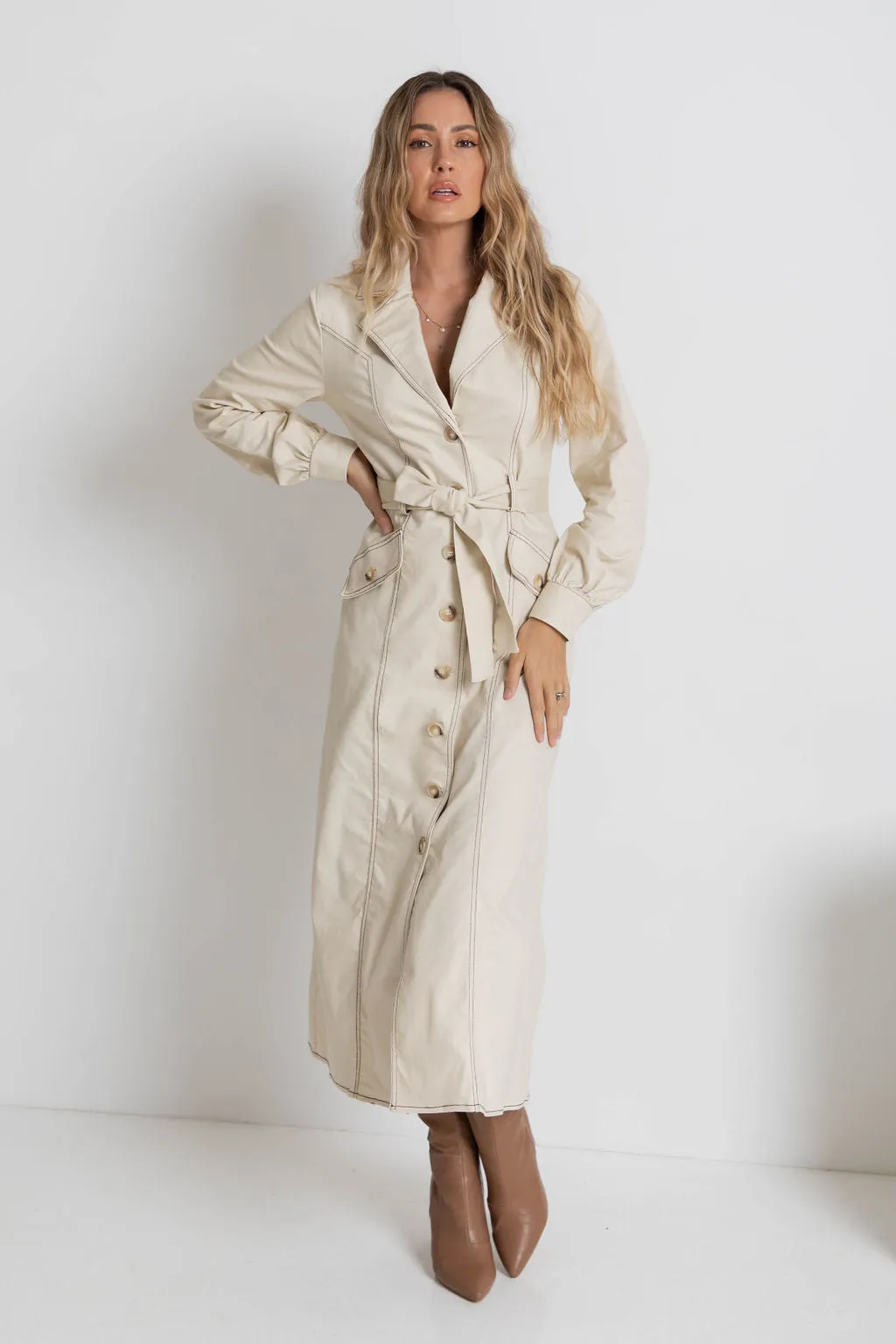 Oak Maxi Denim Dress - Sandy Beige