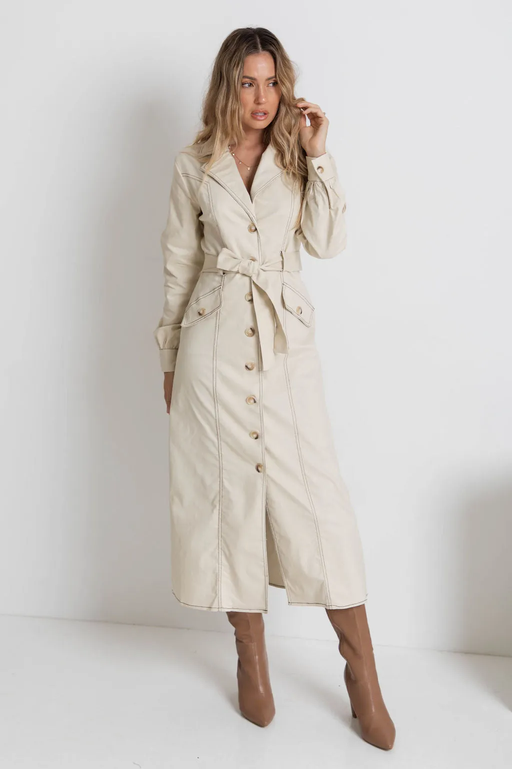 Oak Maxi Denim Dress - Sandy Beige
