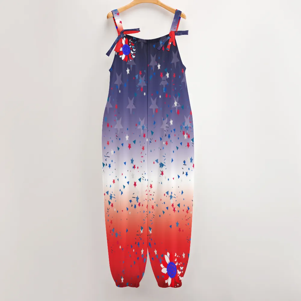 Ombre Petal Flag Women's Jumpsuit with Suspender