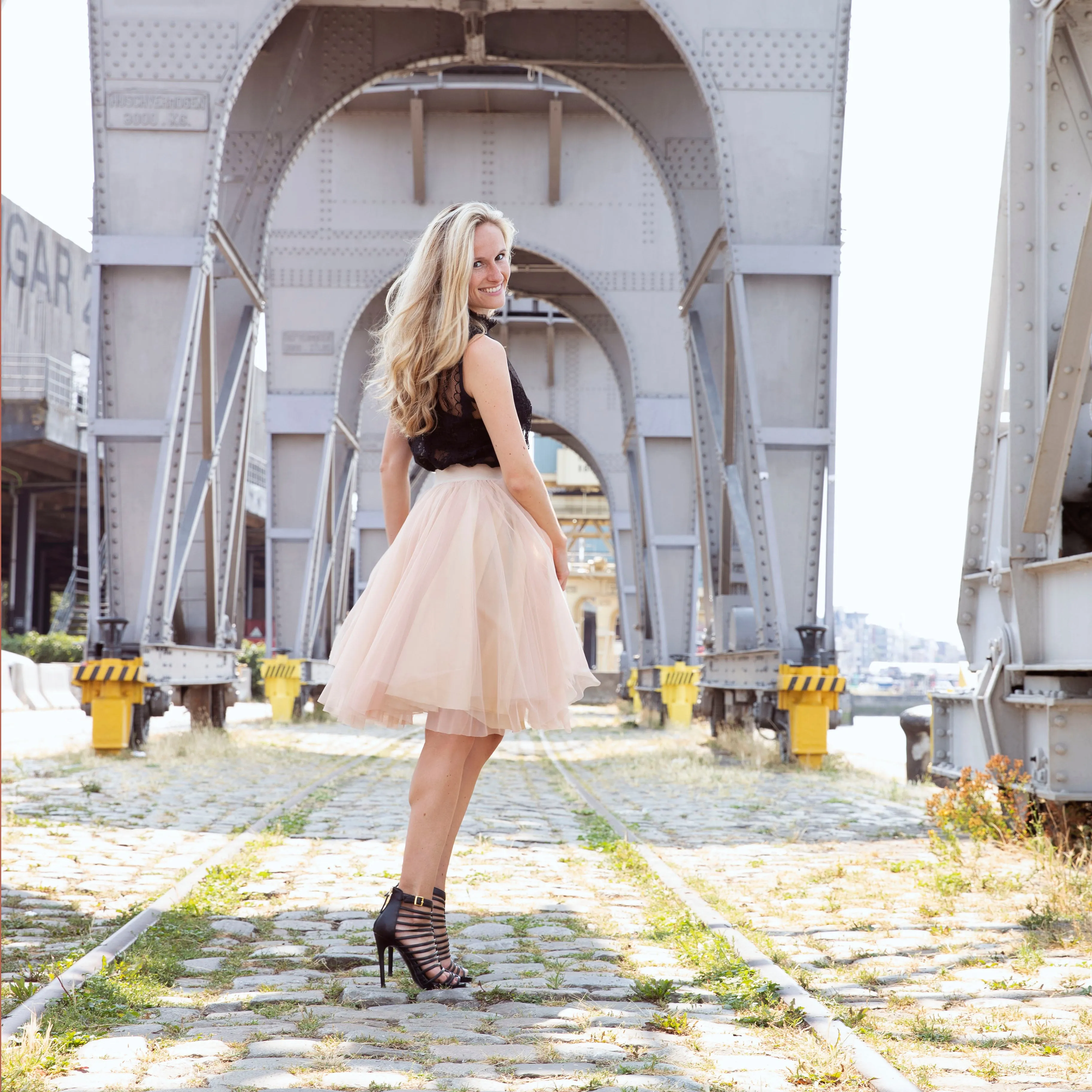 Over the Knee Champagne Tulle Skirt