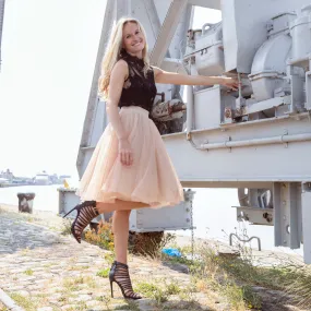 Over the Knee Champagne Tulle Skirt