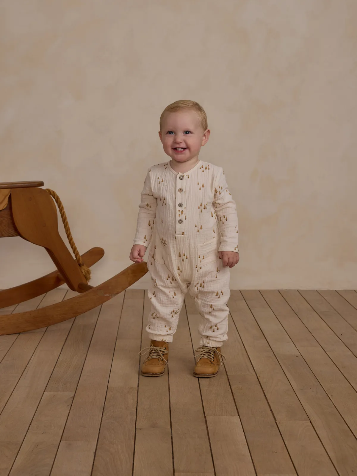 Rylee & Cru Long Sleeve Woven Jumpsuit, Trees