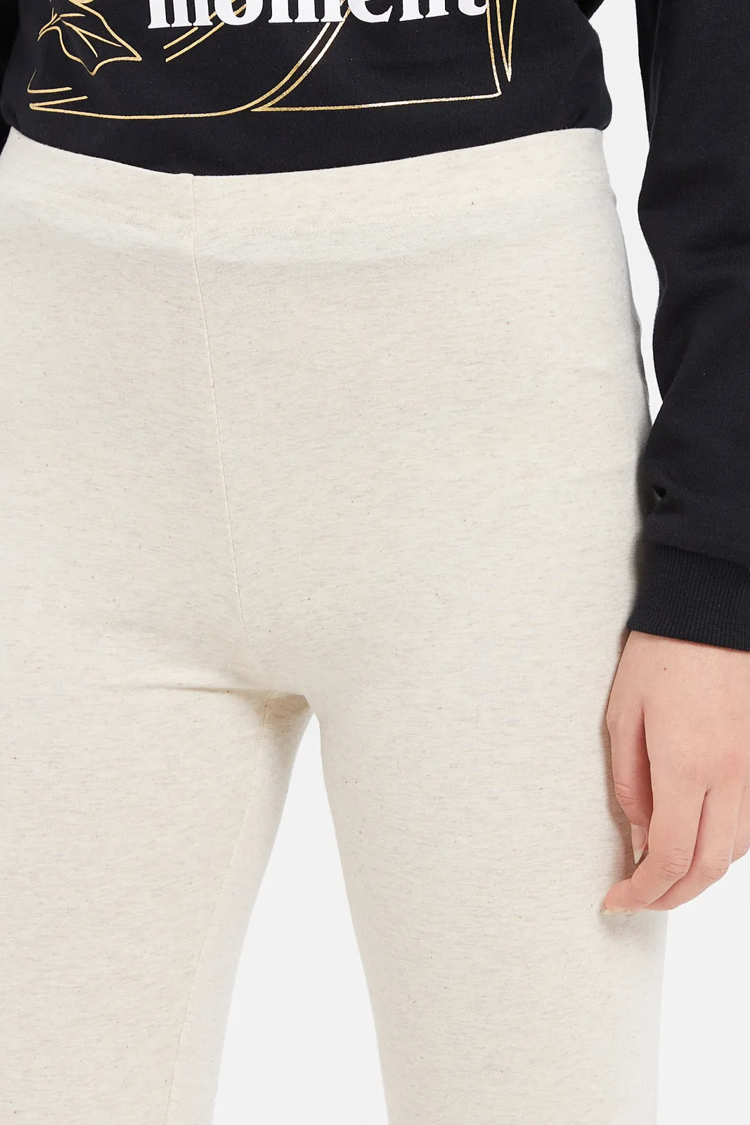Senior Girls Beige Basic Leggings