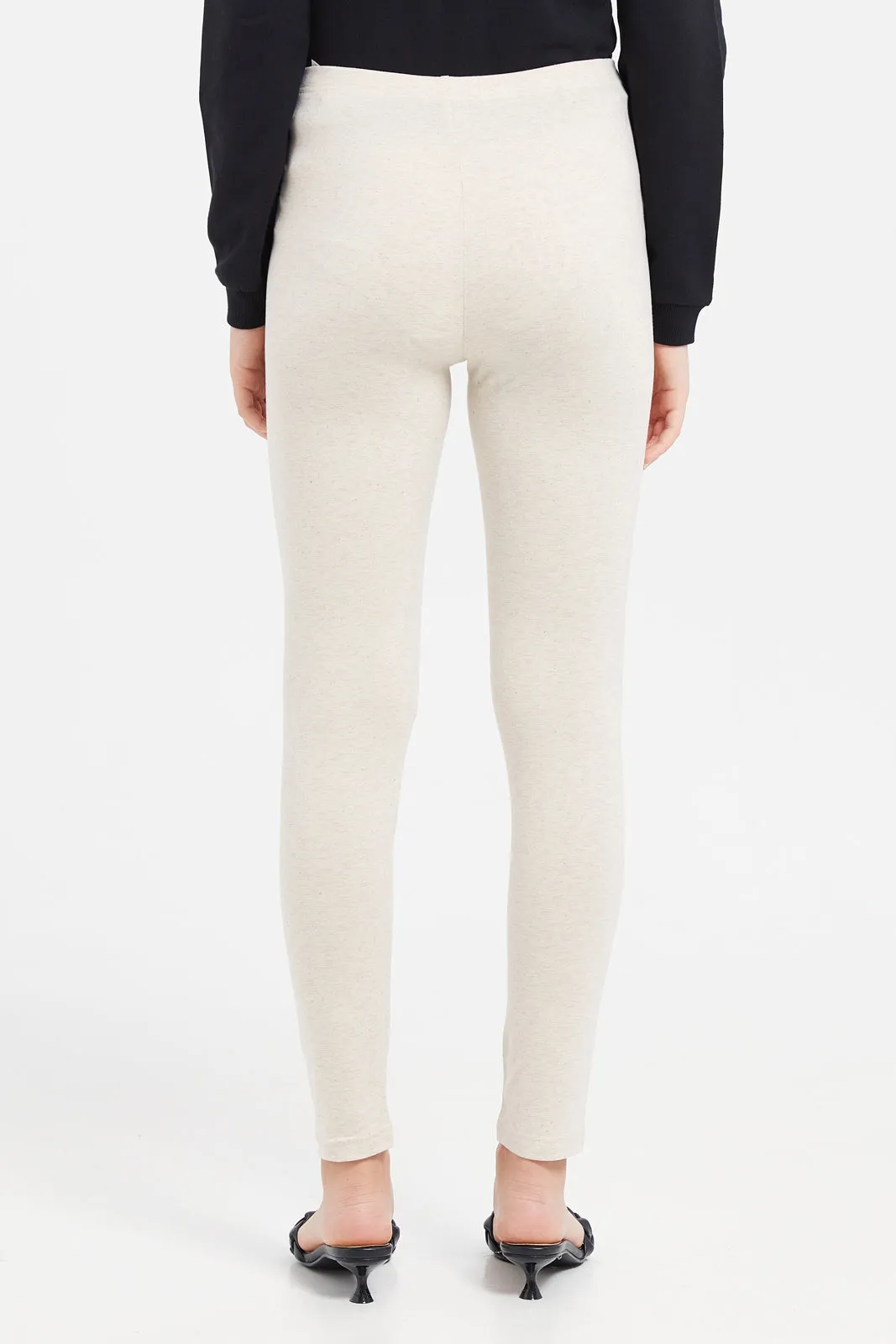Senior Girls Beige Basic Leggings