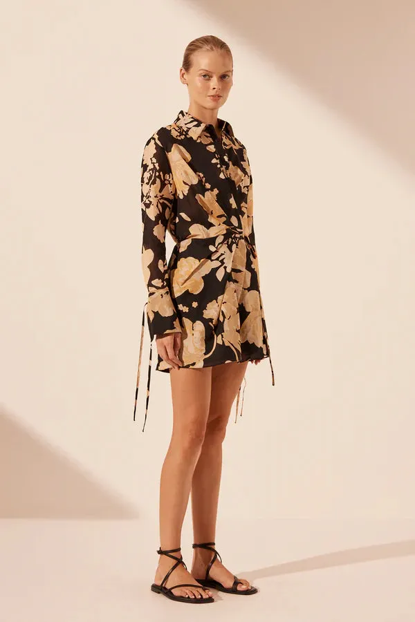 Shona Joy Xenia Draped Shirt Mini Dress