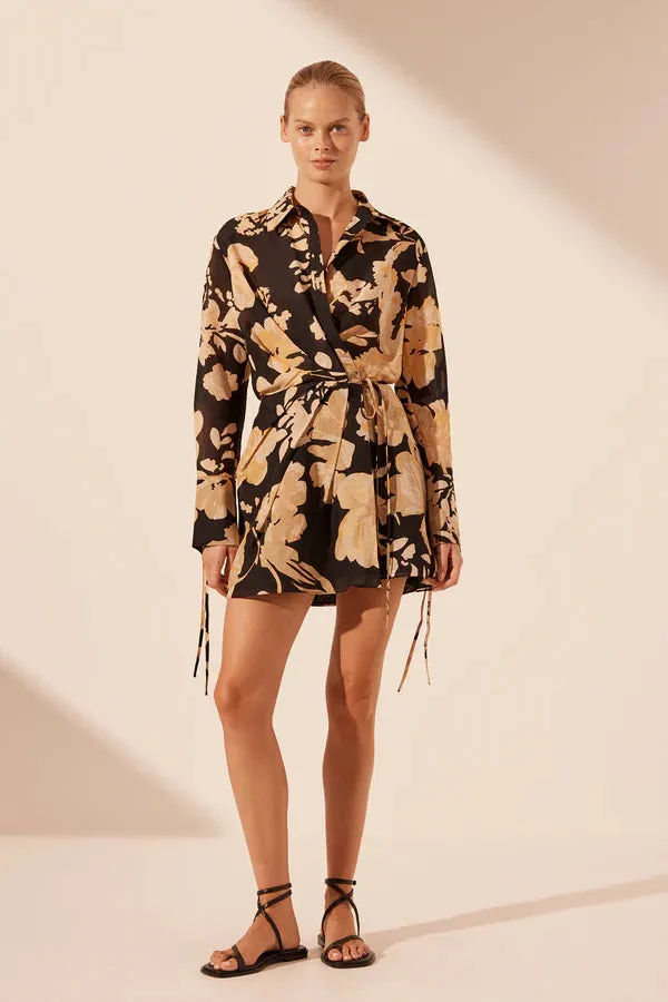 Shona Joy Xenia Draped Shirt Mini Dress