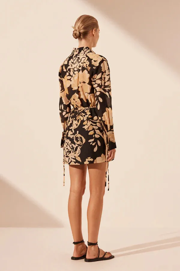 Shona Joy Xenia Draped Shirt Mini Dress