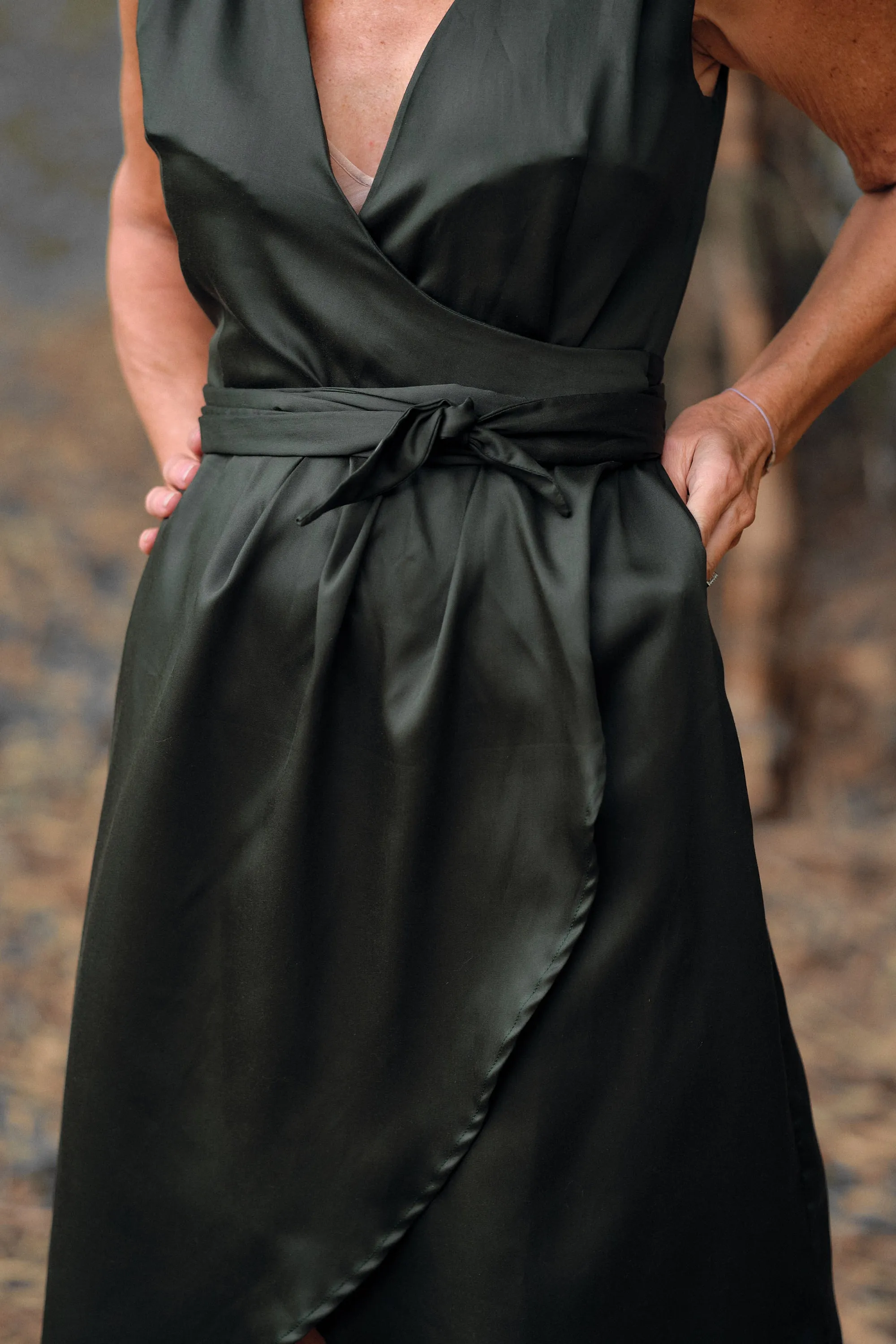 Soma Midi Wrap Dress - Forest Green (Tencel)