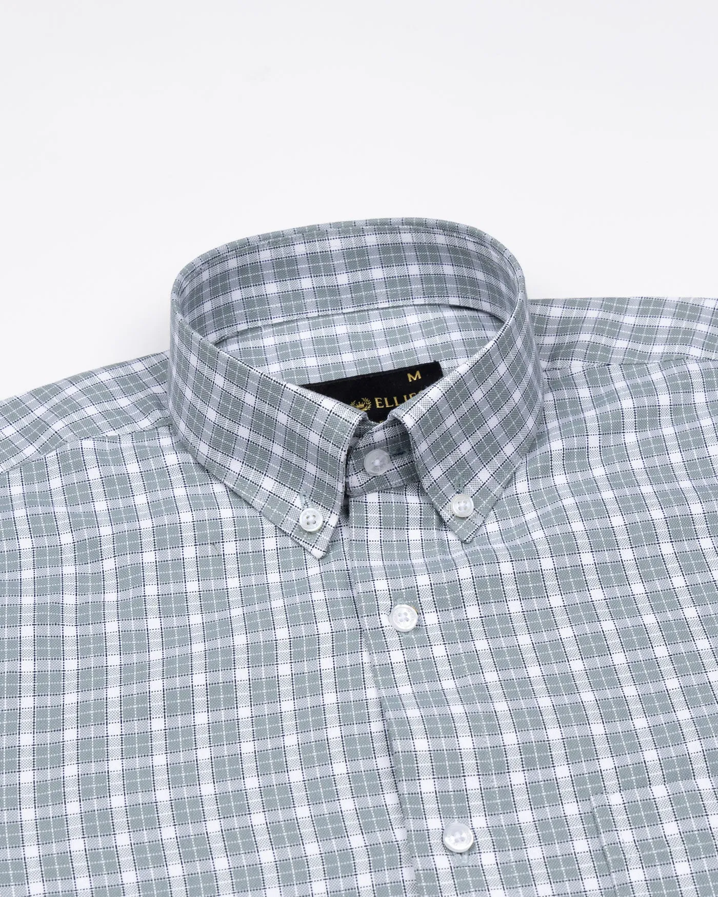 Tauris Olive Checked Button Down Cotton Shirt