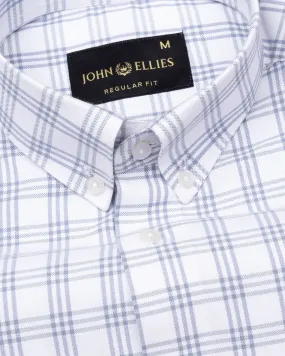 Tauris White Checked Button Down Cotton Shirt
