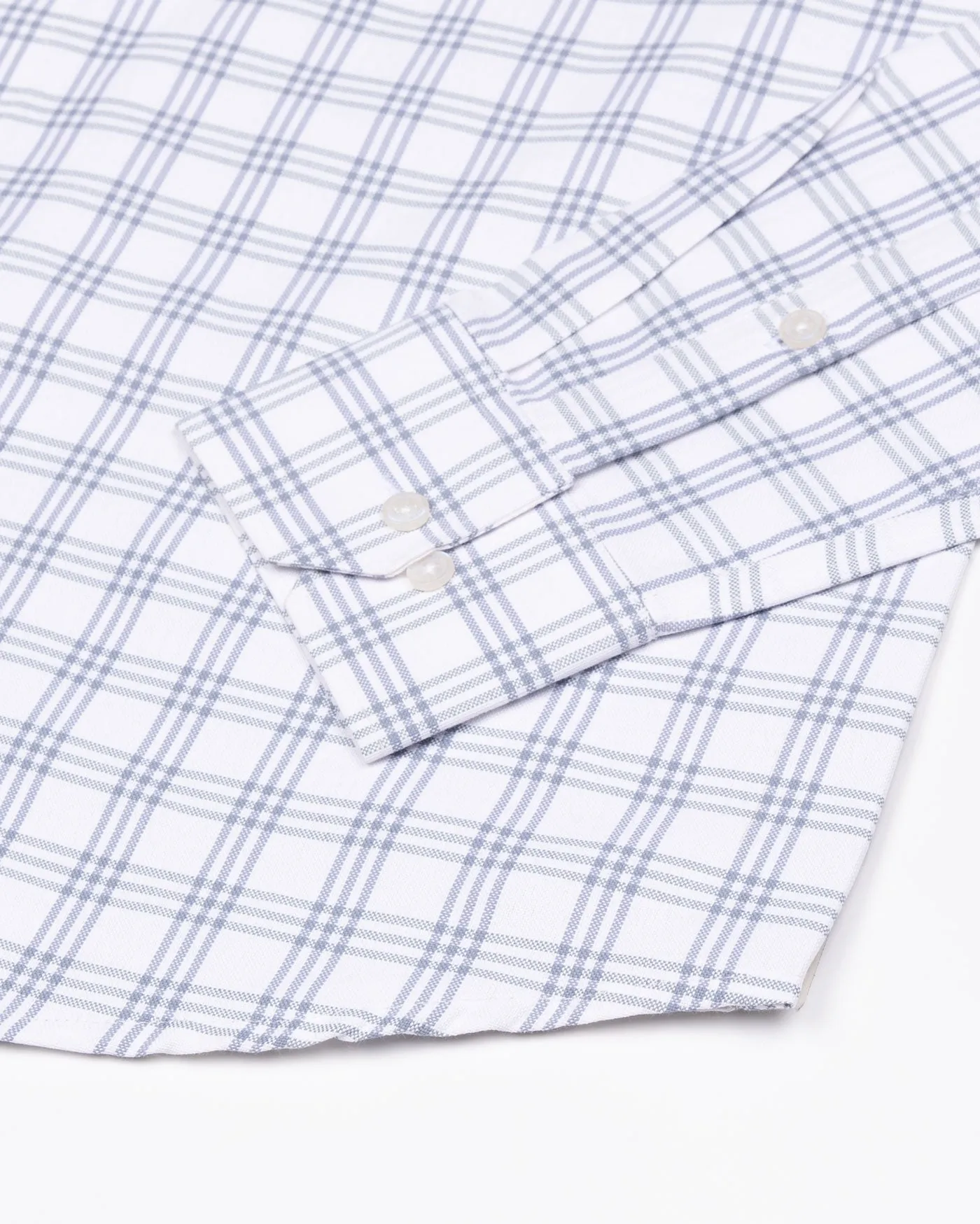 Tauris White Checked Button Down Cotton Shirt