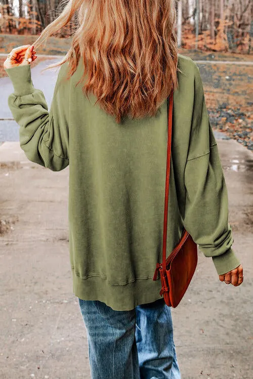 TEEK - Sequin Candy Cane Slit Sweatshirt