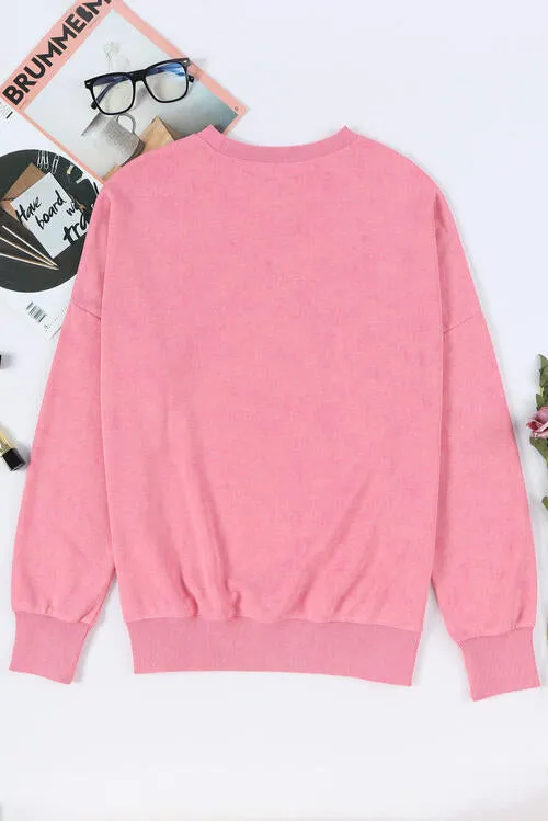 TEEK - Sequin Candy Cane Slit Sweatshirt