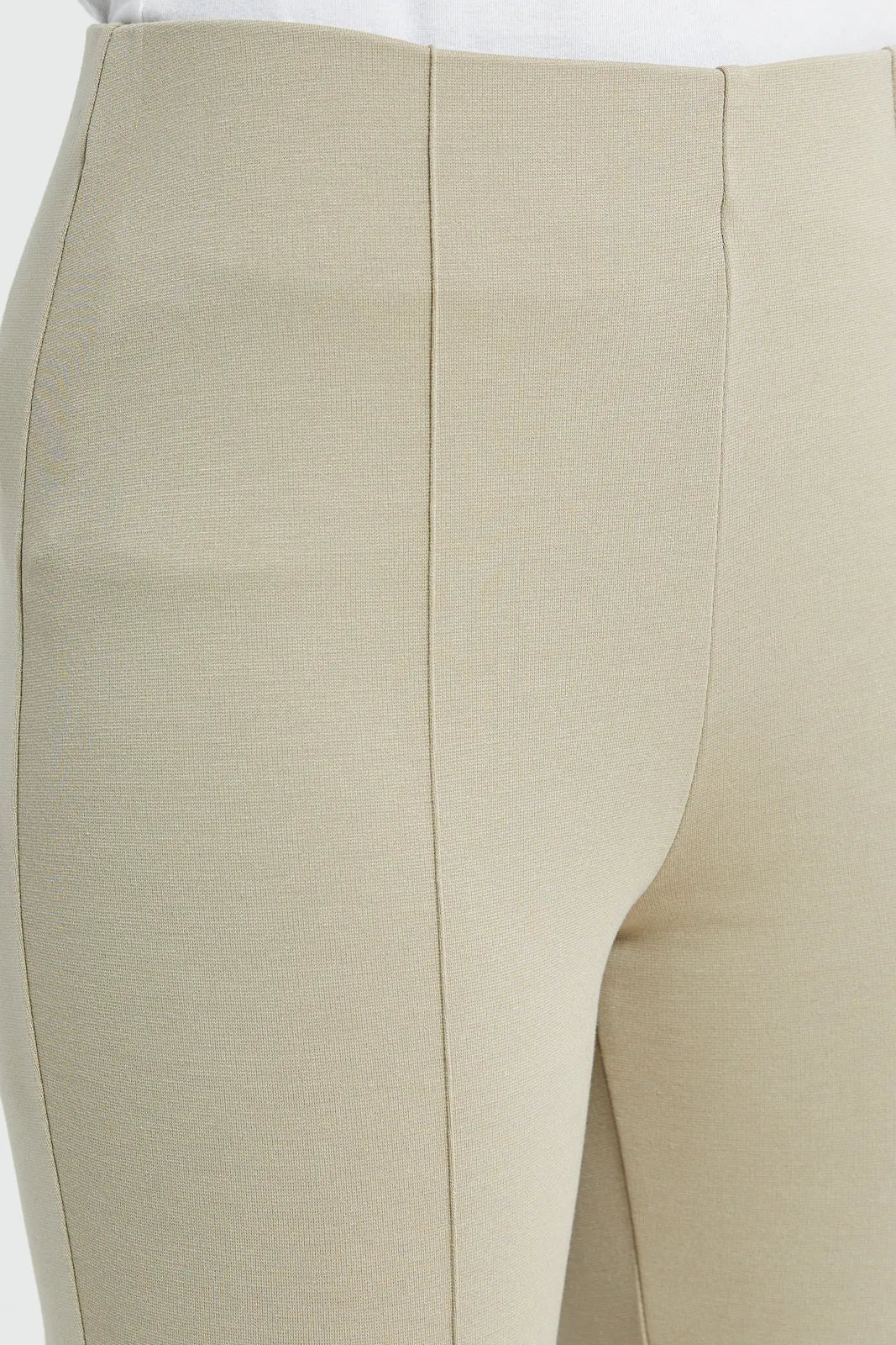 Women Beige Single Pleat Legging