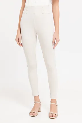Women Beige Slim Fit Leggings