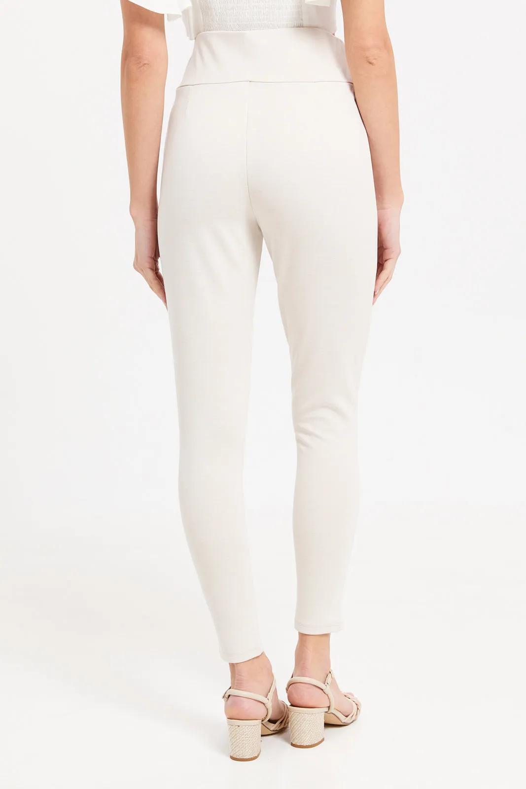 Women Beige Slim Fit Leggings