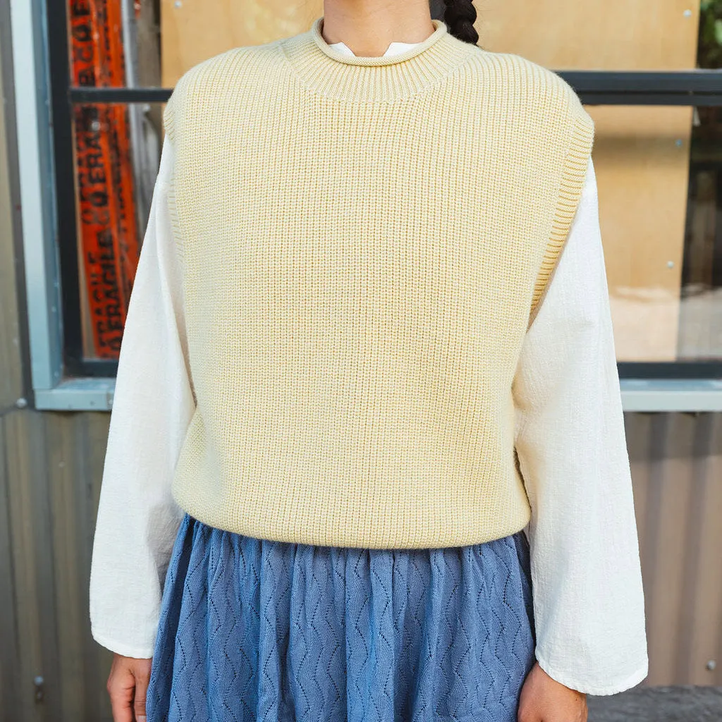 Women's Knitted Vest - 100% Merino Wool - Light Yellow (S- XL)
