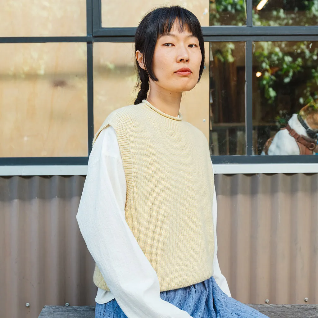 Women's Knitted Vest - 100% Merino Wool - Light Yellow (S- XL)