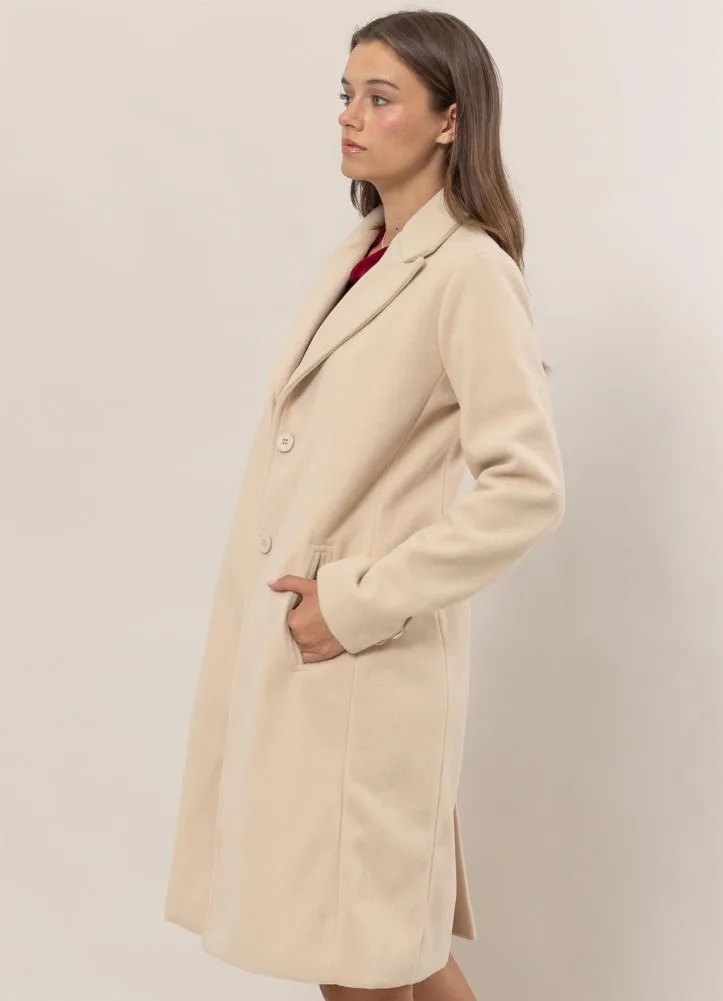 Wool Like Half Coat in Ecru by Hyfve